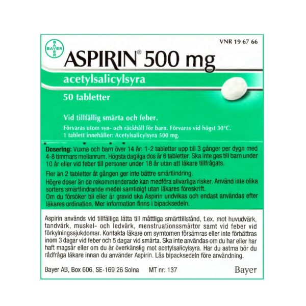 ASPIRIN 500 mg 50 tabletter - Bild 2