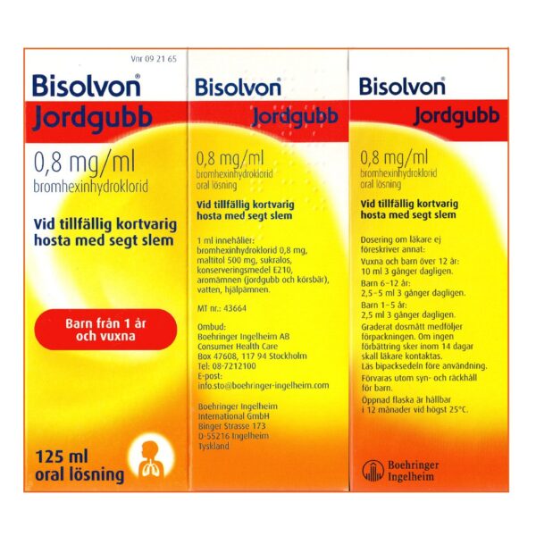 BISOLVON JORDGUBB 0,8 mg/ml 125 ml oral lösning - Bild 2