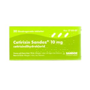 Cetirizin Sandoz 10 mg 30 filmdragerade tabletter