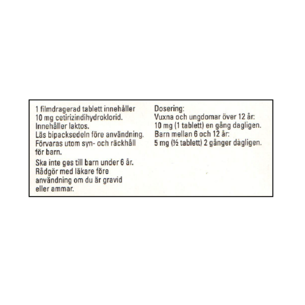 Cetirizine Teva 10 mg 14 filmdragerade tabletter
