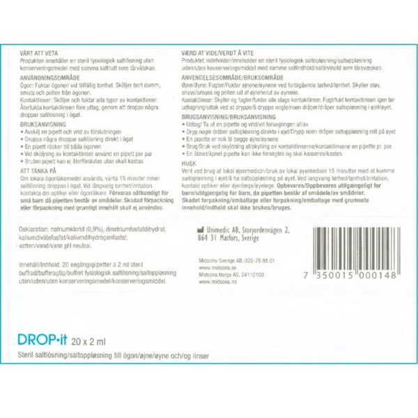 DROP.it REHYDRATE 20 X 2 ml Steril saltlösning