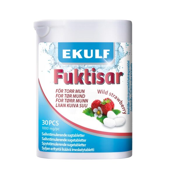 EKULF Fuktisar Wild Strawberry salivstimulerande 30 sugtabletter