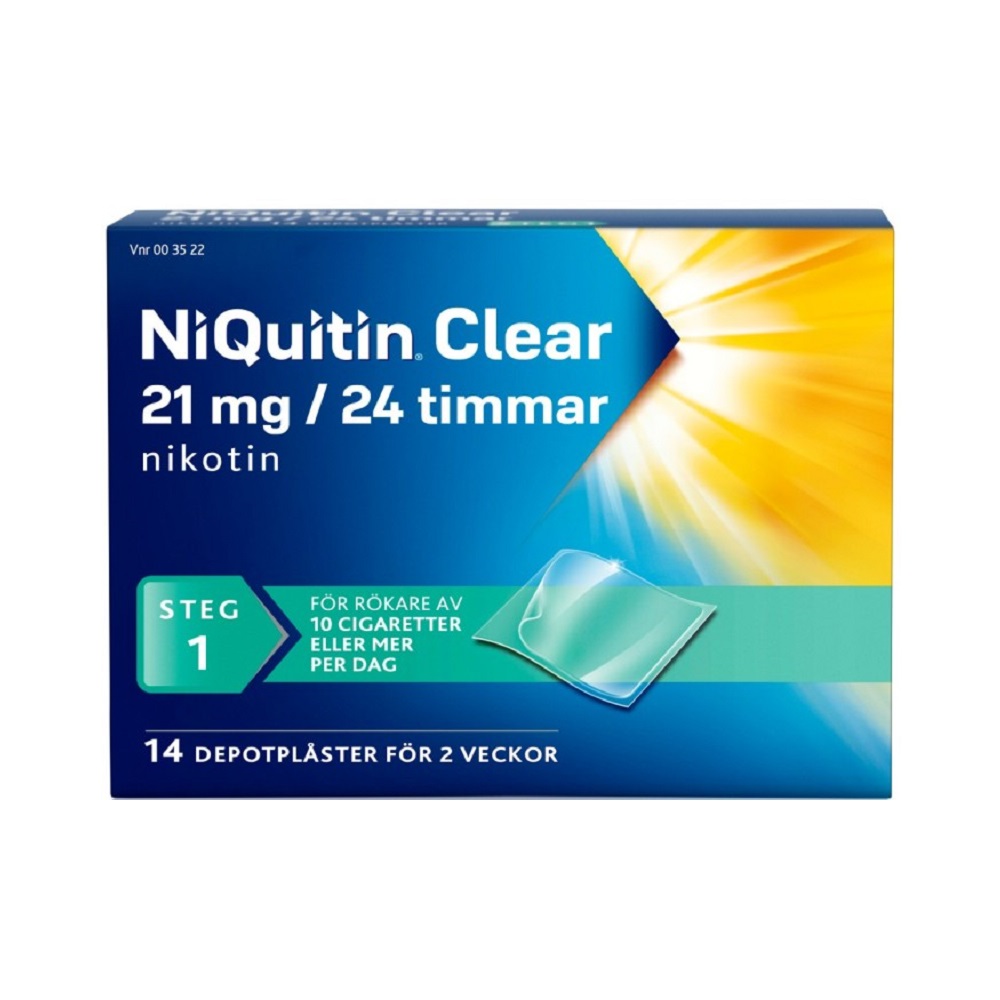 NIQUITIN CLEAR 21mg/24timmar 14 depotplaster steg-1