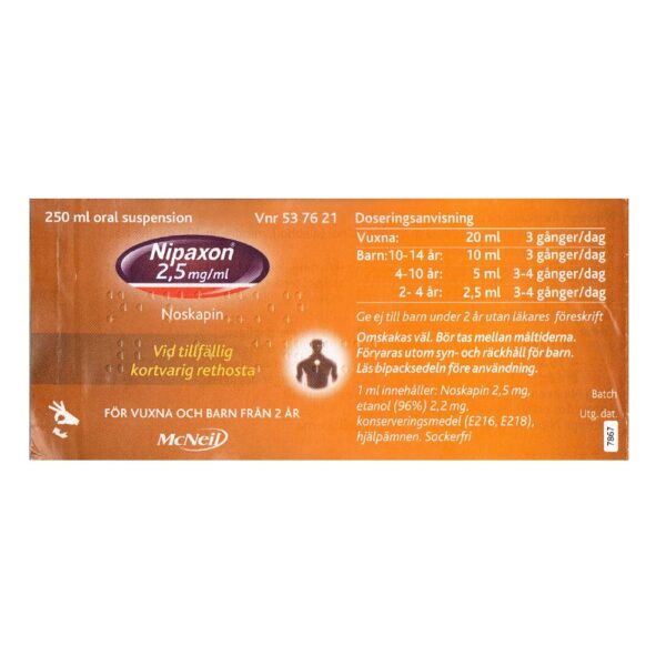 Nipaxon 2,5 mg/ml, 250 ml oral suspension - Bild 2