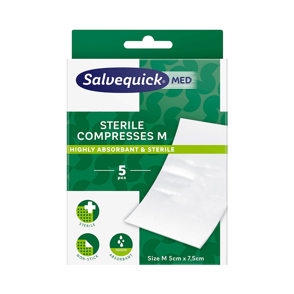 SalvequickMED Sterile Compresses M 5 pcs