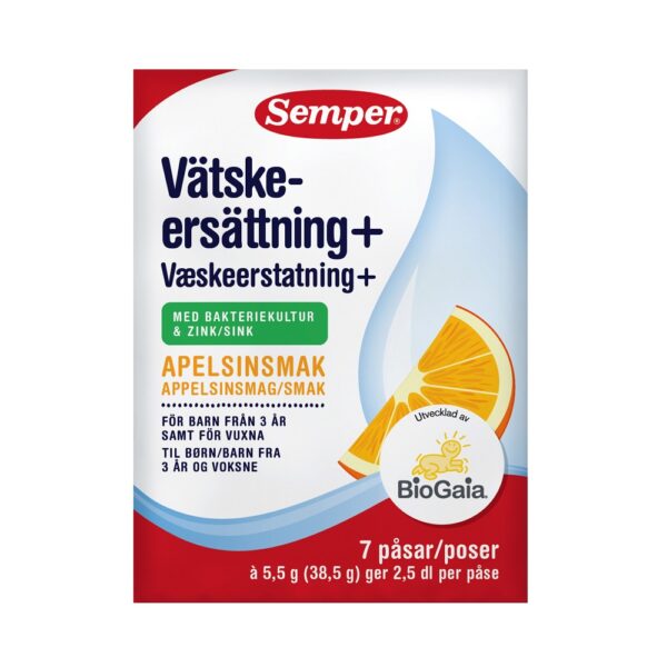 Semper Vätskeersättning Apelsinsmak 7 dospåsar