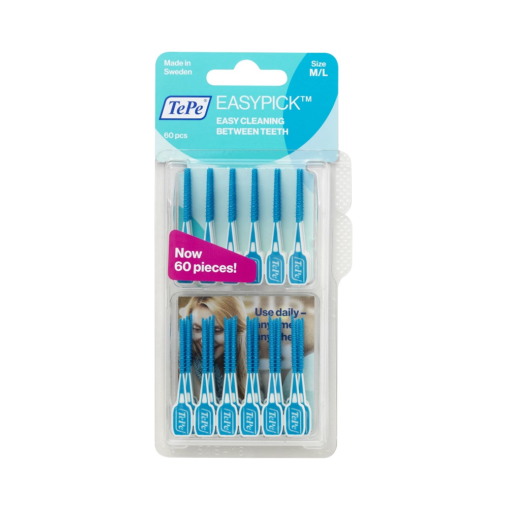 TePe EasyPick M/L Tandpetare Blå 60 pcs