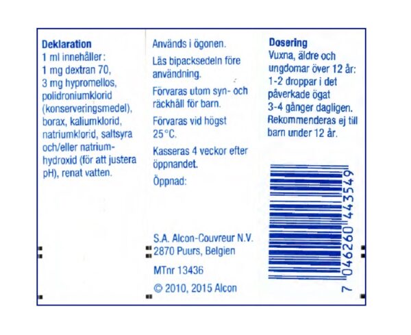 Tears Naturale 1 mg/ml + 3 mg/ml Ögondroppar 10 ml - Bild 3