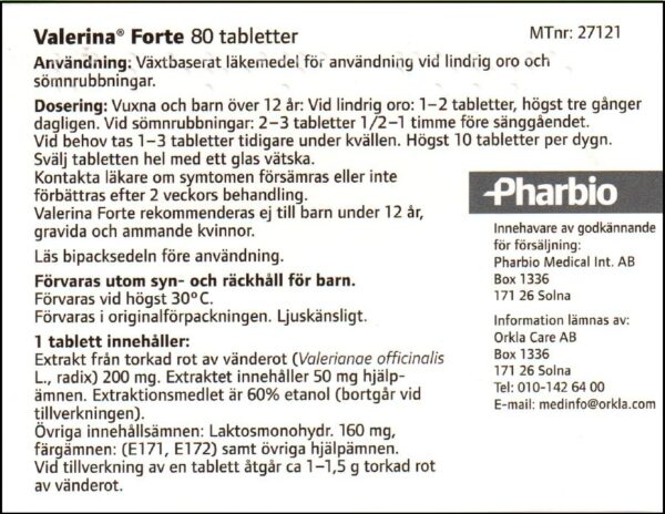 Pharbio Valerina Forte 80 tabletter - Bild 3