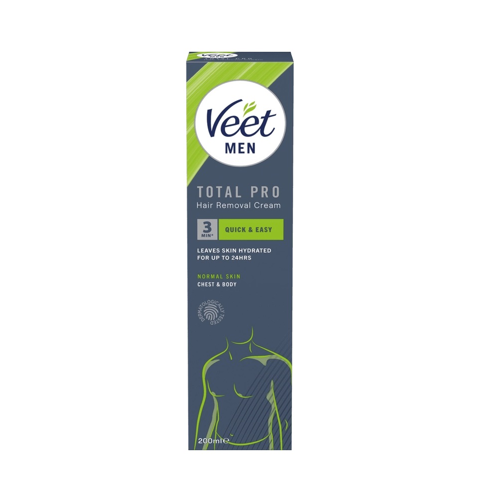 Veet Men Total Pro Hårborttagningskräm för Man Normal Hud 200 ml