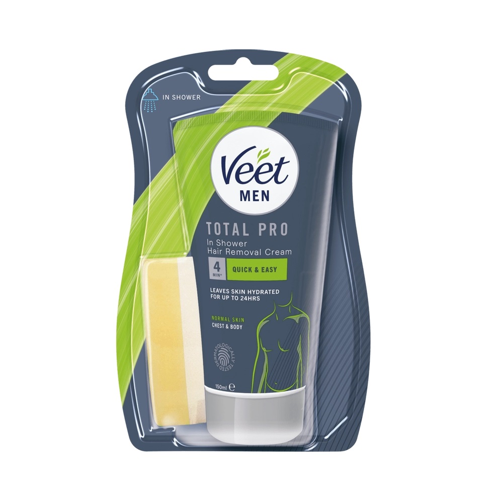 Veet Men Total Pro Hårborttagningskräm för Man för Duschen Normal Hud 150 ml