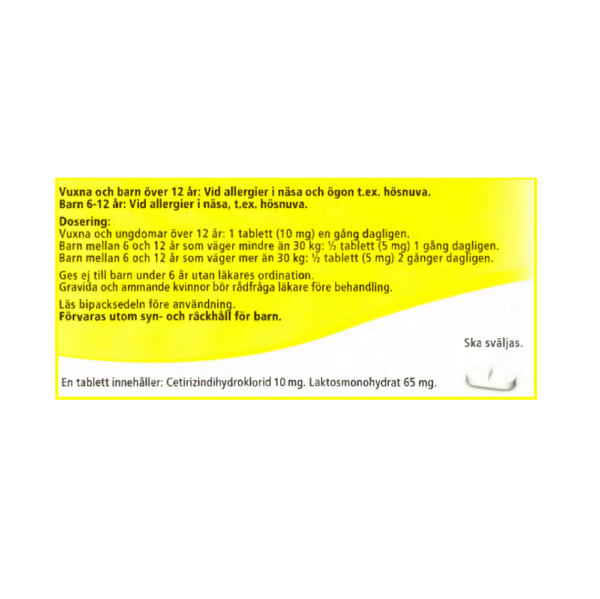 Vialerg 10 mg 30 filmdragerade tabletter baksida