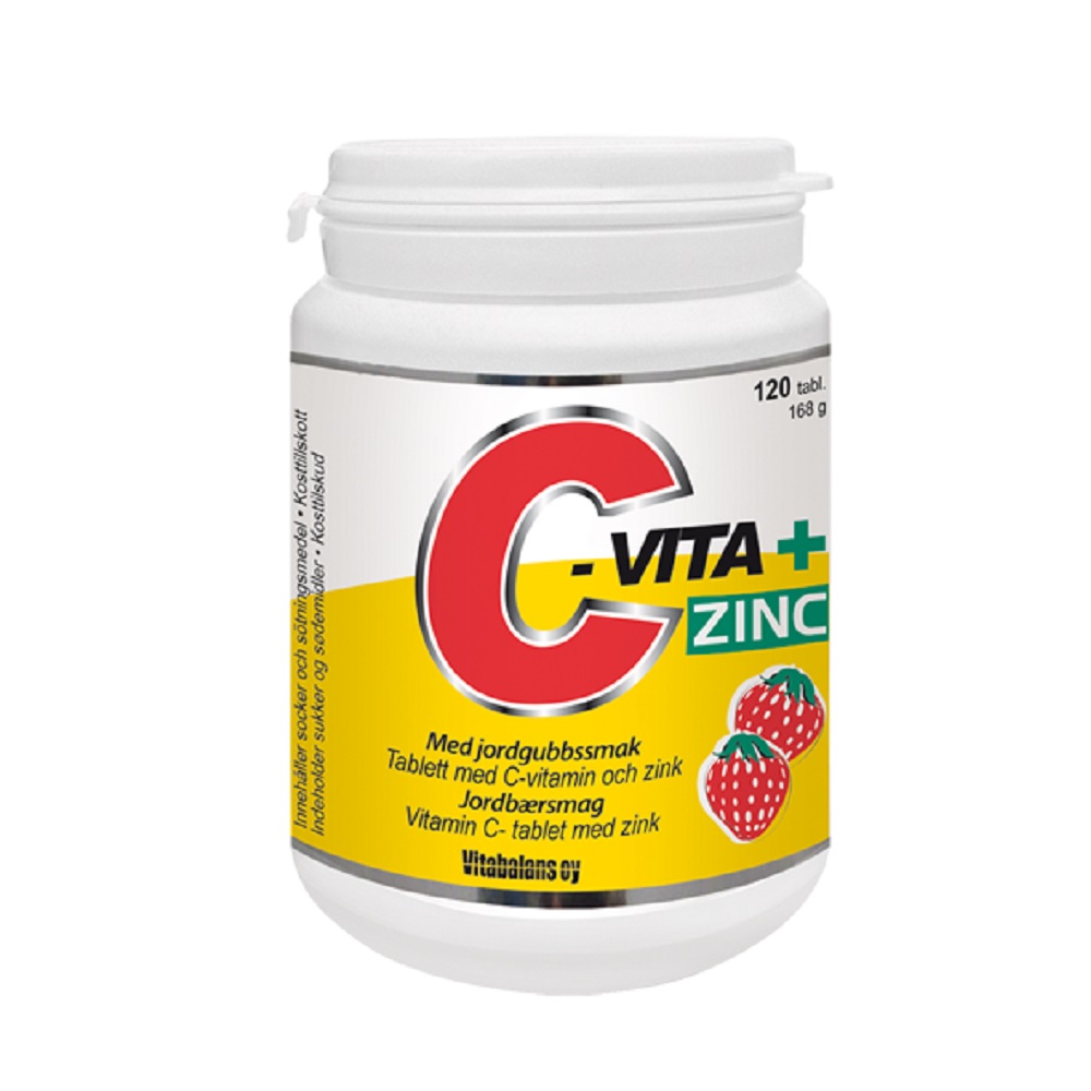 C-VITA 500 mg + ZINK 15 mg med jordgubbssmak 150 tabletter