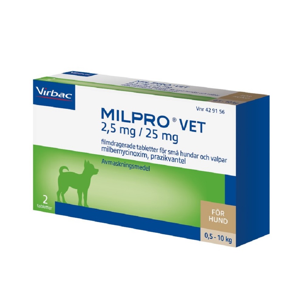 MILPRO VET. 2,5 mg/ 25 mg för 0,5 – 10 kg 2 tabletter – aposve.se