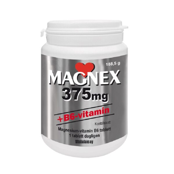 MAGNEX 375 mg + B6 vitamin 180 tabletter