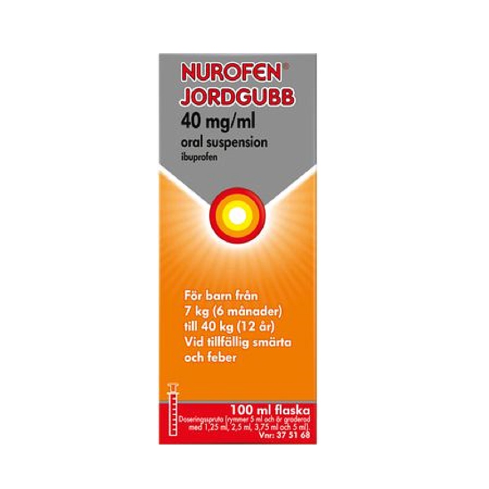 NUROFEN JORDGUBB 40 mg / ml, oral suspension 100 ml flaska