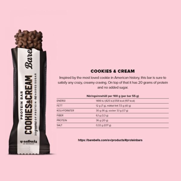 Barebells Protein Bar Cookies & Cream 55 g - Bild 2