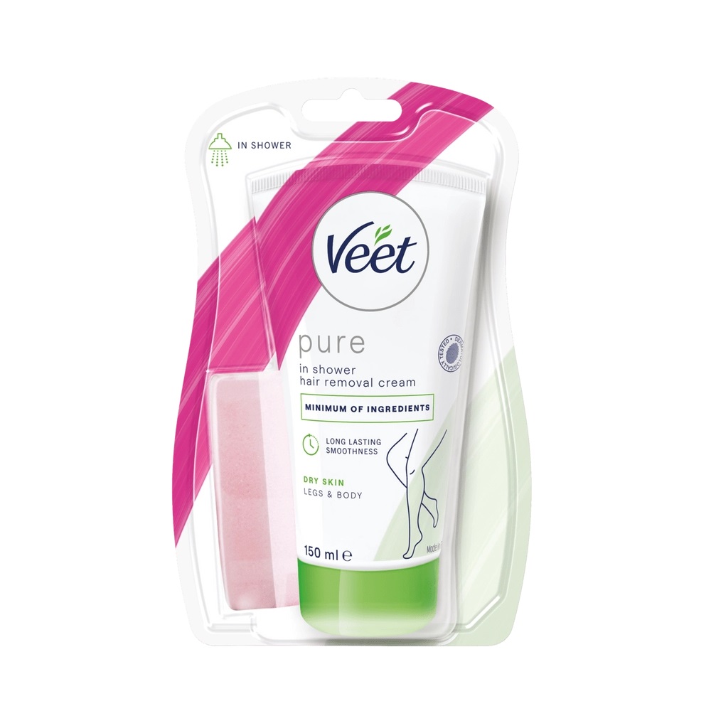 Veet Pure Hårborttagningskräm för Duschen Ben & Kropp Torr Hud 150 ml
