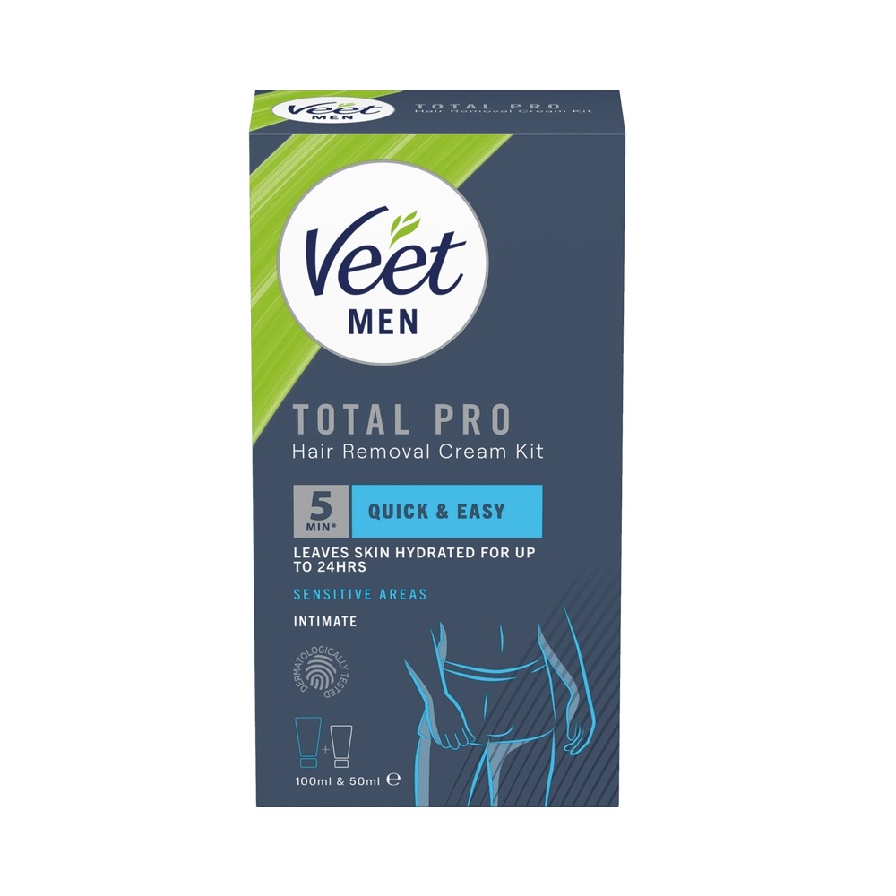 Veet Men Total Pro Hårborttagningskit för Intimområden för Man 150 ml