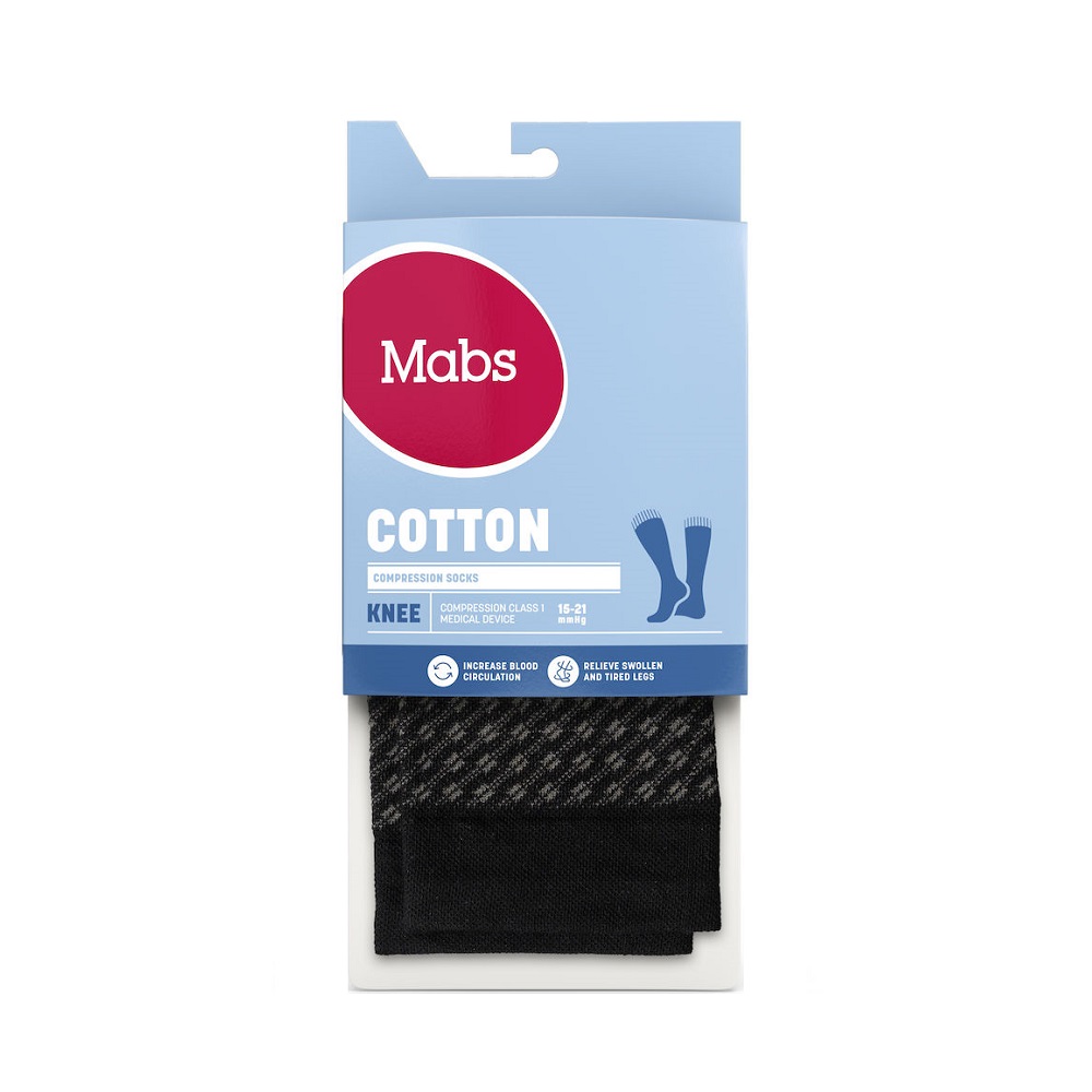 Mabs Cotton Design Knästrumpa Svart-Grå XL