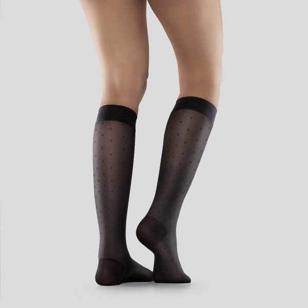 Mabs Nylon Prickig Knästrumpa svart mönstrade L - Bild 2