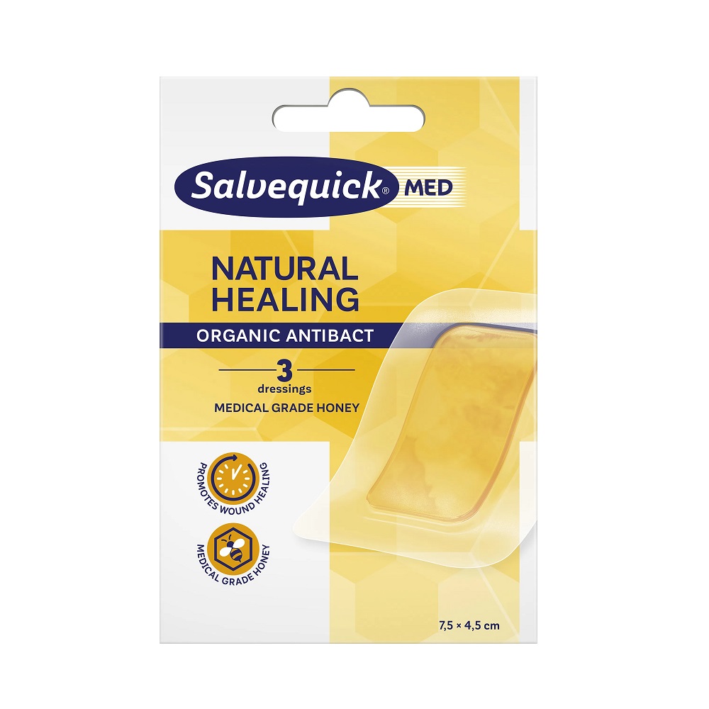 SalvequickMed Natural Healing Organic Antibact 7,5 x 4,5 cm 3 st